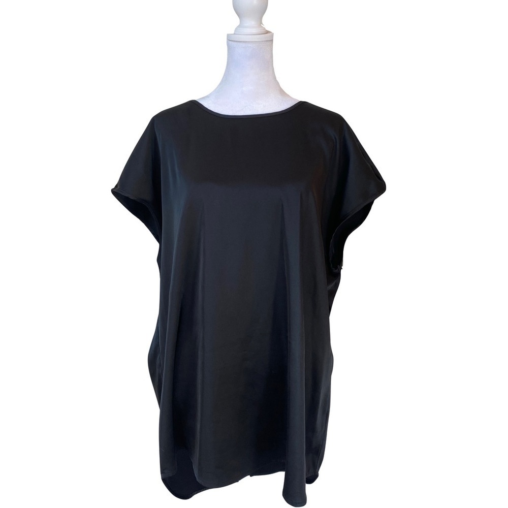 Pleione Anthropologie Black Oversized High Low Dolman Sleeve Tunic Size XL